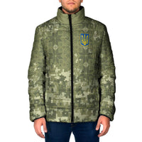 Ukraine Military Vyshyvanka Pattern Padded Jacket Tryzub Emblem Tactical Style - Wonder Print Shop