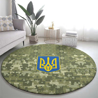 Ukraine Military Vyshyvanka Pattern Round Carpet Tryzub Emblem Tactical Style - Wonder Print Shop