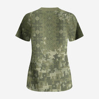 Ukraine Military Vyshyvanka Pattern Scrub Top Tryzub Emblem Tactical Style - Wonder Print Shop