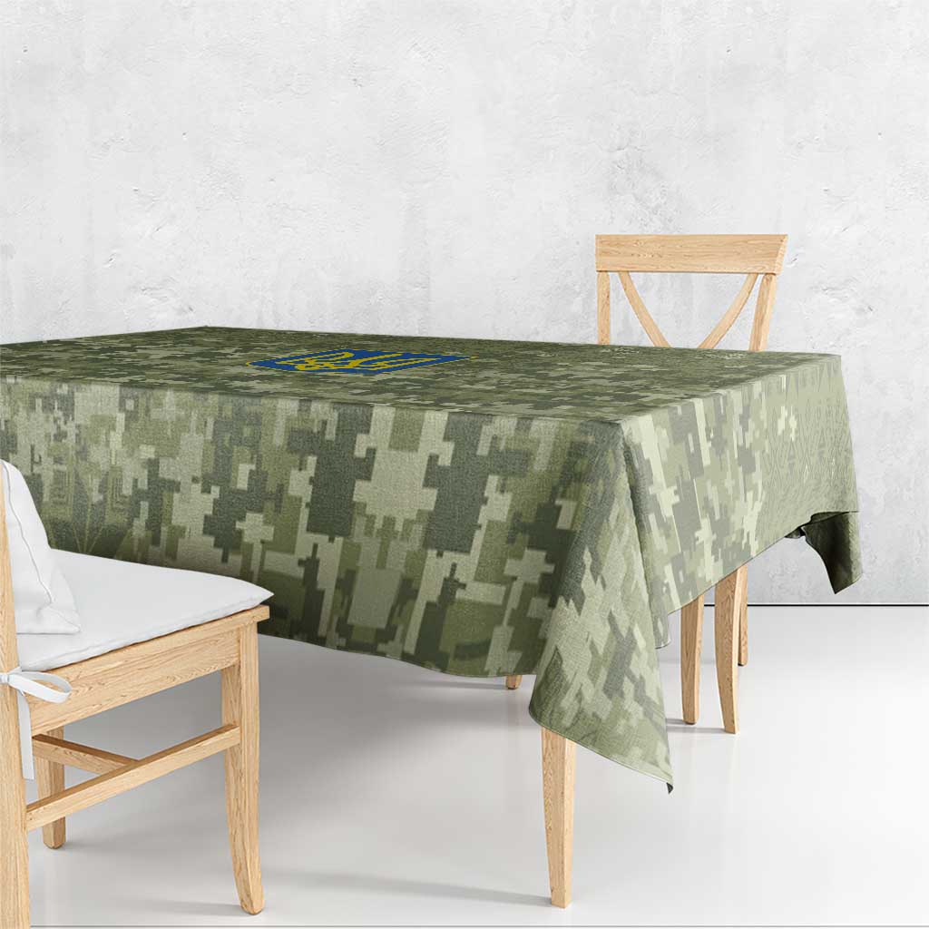 Ukraine Military Vyshyvanka Pattern Tablecloth Tryzub Emblem Tactical Style - Wonder Print Shop