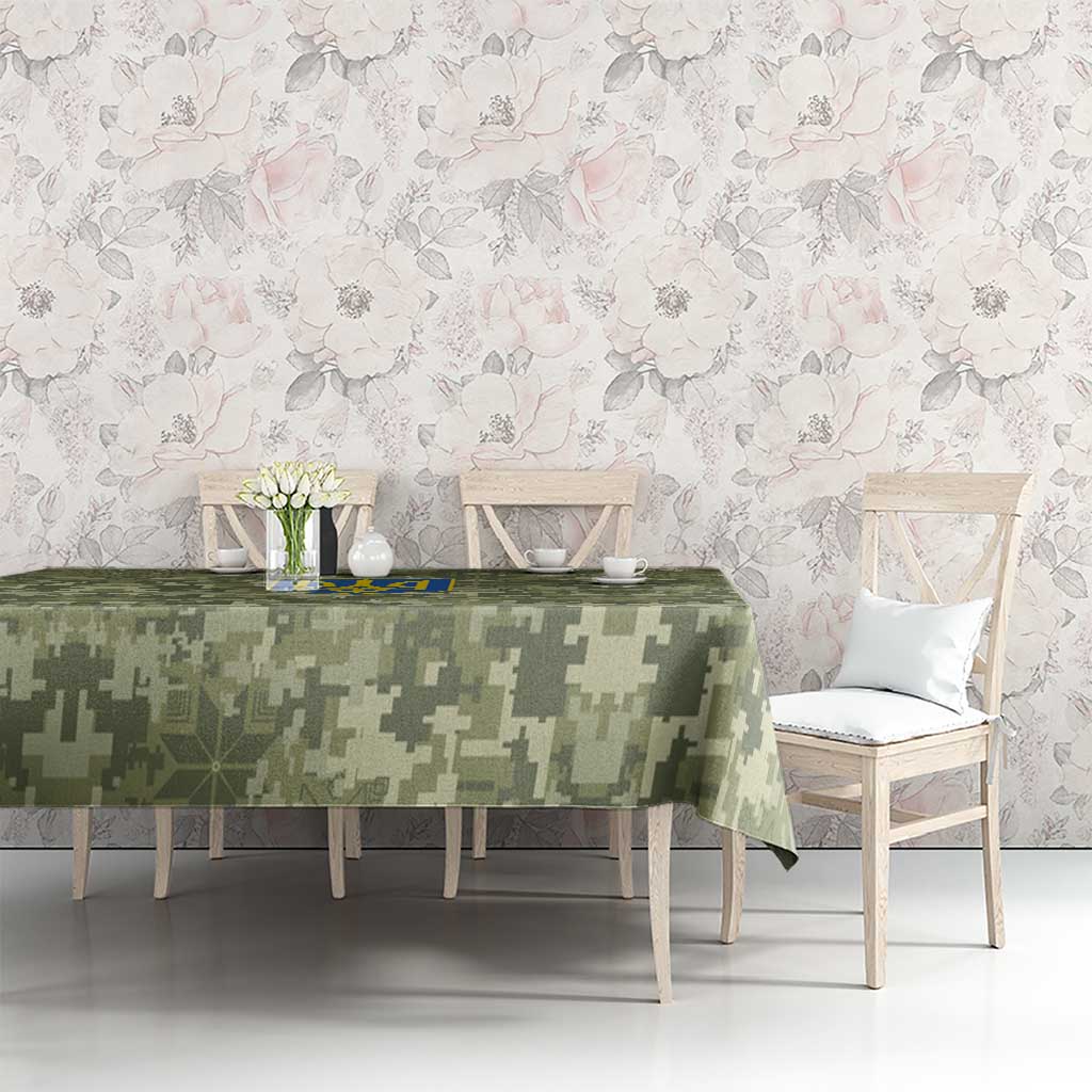 Ukraine Military Vyshyvanka Pattern Tablecloth Tryzub Emblem Tactical Style - Wonder Print Shop