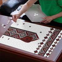 Ukraine Bandura Vyshyvanka Pattern Puzzle Ukrainian Heritage Folk White Version - Wonder Print Shop