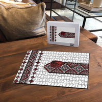 Ukraine Bandura Vyshyvanka Pattern Puzzle Ukrainian Heritage Folk White Version - Wonder Print Shop
