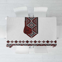 Ukraine Bandura Vyshyvanka Pattern Tablecloth Ukrainian Heritage Folk White Version - Wonder Print Shop