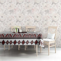 Ukraine Bandura Vyshyvanka Pattern Tablecloth Ukrainian Heritage Folk White Version - Wonder Print Shop