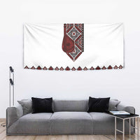 Ukraine Bandura Vyshyvanka Pattern Tapestry Ukrainian Heritage Folk White Version - Wonder Print Shop
