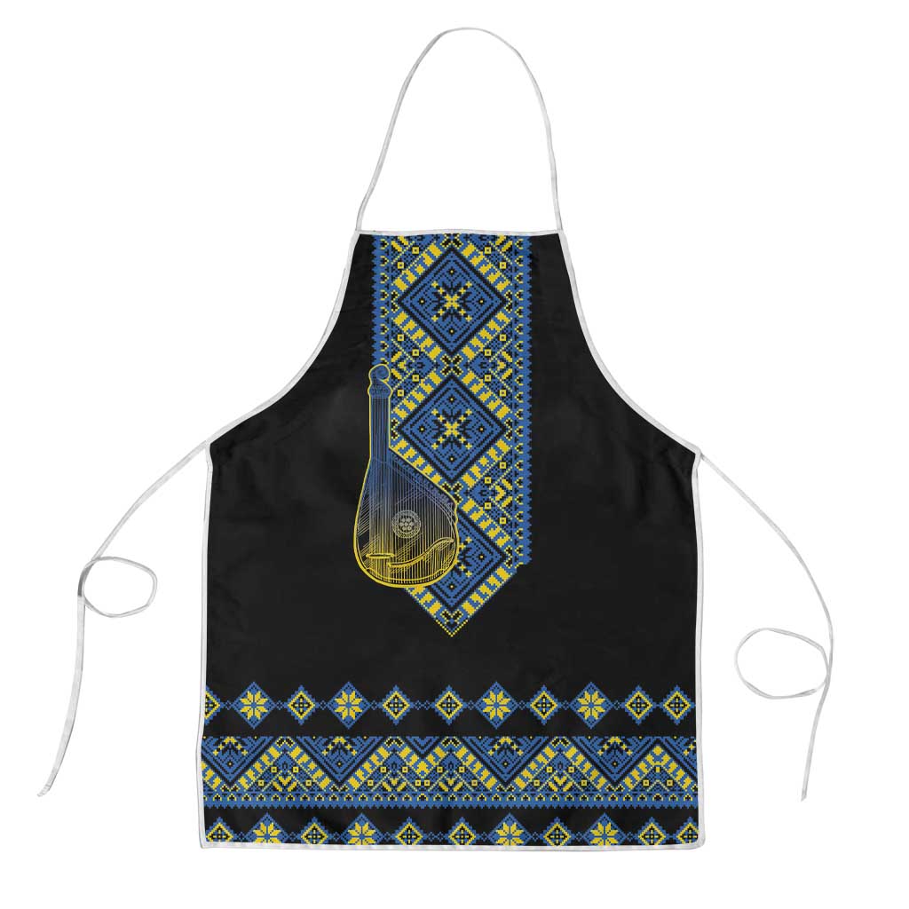 Ukraine Bandura Vyshyvanka Pattern Apron Ukrainian Heritage Folk Black Version - Wonder Print Shop