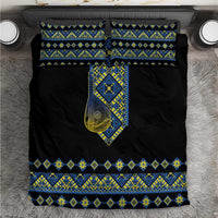 Ukraine Bandura Vyshyvanka Pattern Bedding Set Ukrainian Heritage Folk Black Version - Wonder Print Shop