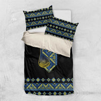 Ukraine Bandura Vyshyvanka Pattern Bedding Set Ukrainian Heritage Folk Black Version - Wonder Print Shop