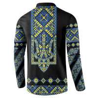 Ukraine Bandura Vyshyvanka Pattern Button Sweatshirt Ukrainian Heritage Folk Black Version - Wonder Print Shop