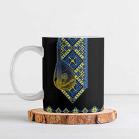 Ukraine Bandura Vyshyvanka Pattern Ceramic Mug Ukrainian Heritage Folk Black Version - Wonder Print Shop