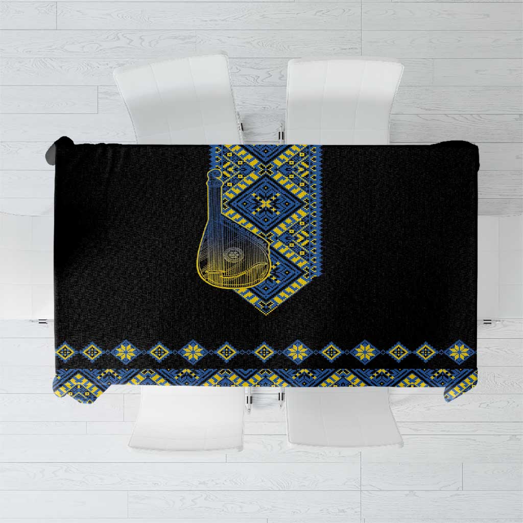 Ukraine Bandura Vyshyvanka Pattern Tablecloth Ukrainian Heritage Folk Black Version - Wonder Print Shop