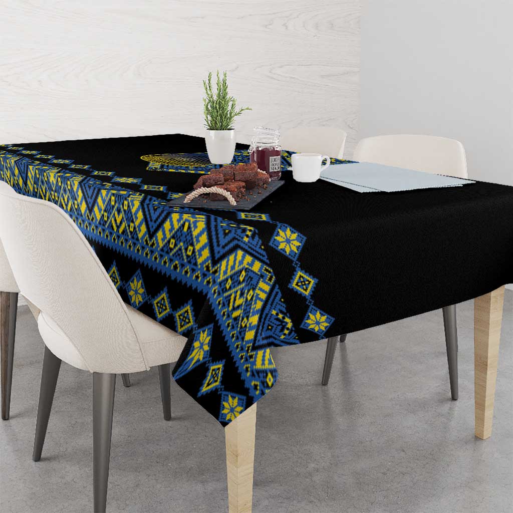 Ukraine Bandura Vyshyvanka Pattern Tablecloth Ukrainian Heritage Folk Black Version - Wonder Print Shop