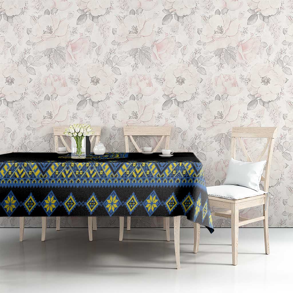 Ukraine Bandura Vyshyvanka Pattern Tablecloth Ukrainian Heritage Folk Black Version - Wonder Print Shop
