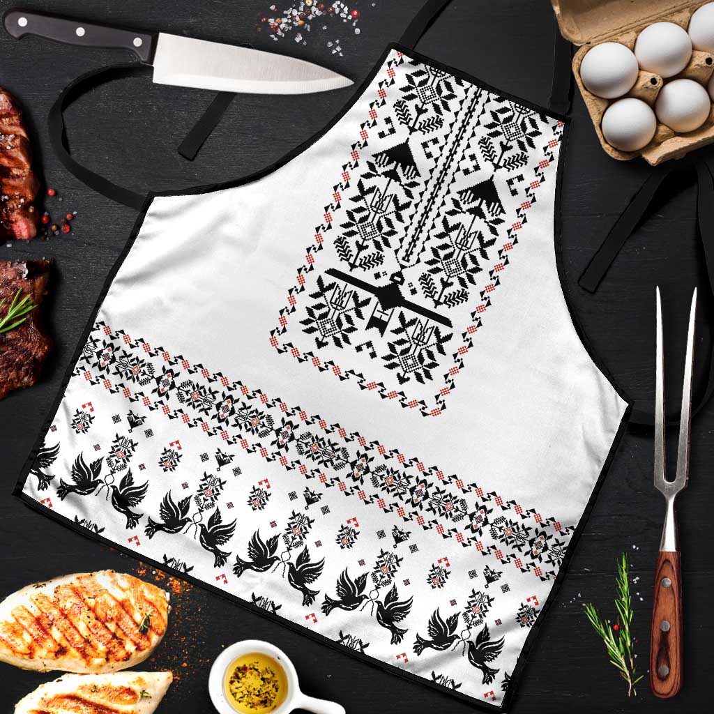 Ukraine Military Vyshyvanka Pattern Apron Ukrainian Heritage White Tactical Style - Wonder Print Shop