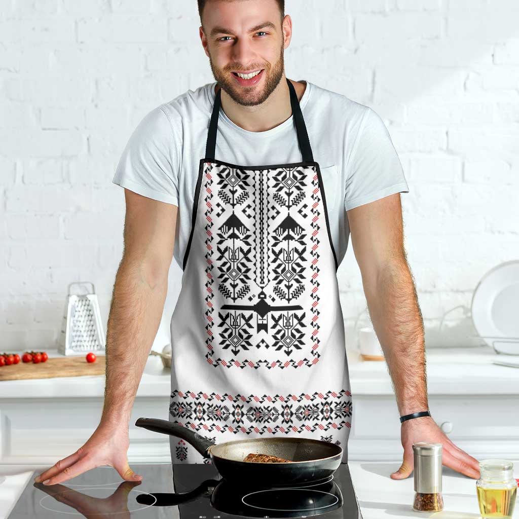 Ukraine Military Vyshyvanka Pattern Apron Ukrainian Heritage White Tactical Style - Wonder Print Shop