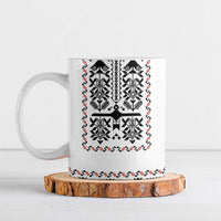 Ukraine Military Vyshyvanka Pattern Ceramic Mug Ukrainian Heritage White Tactical Style - Wonder Print Shop