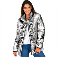 Ukraine Military Vyshyvanka Pattern Padded Jacket Ukrainian Heritage White Tactical Style - Wonder Print Shop