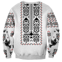 Ukraine Military Vyshyvanka Pattern Sweatshirt Ukrainian Heritage White Tactical Style - Wonder Print Shop