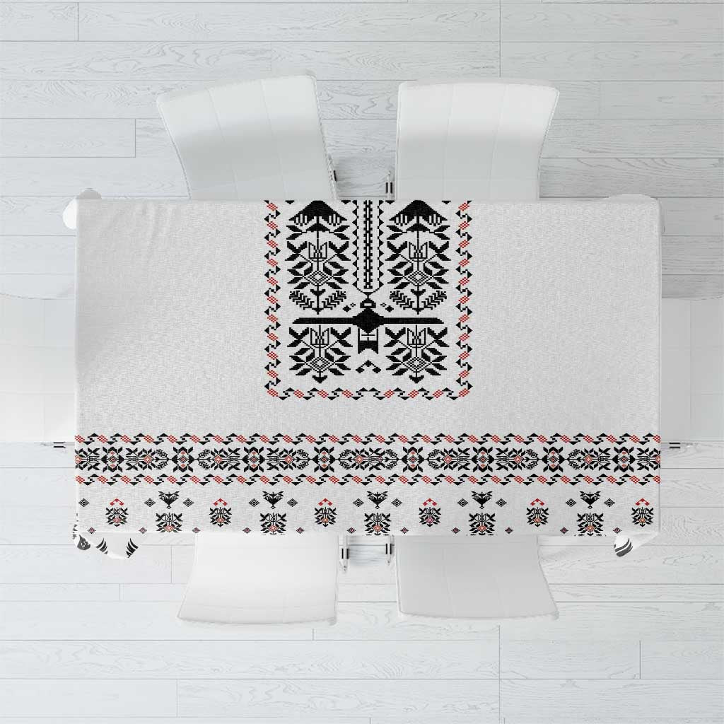 Ukraine Military Vyshyvanka Pattern Tablecloth Ukrainian Heritage White Tactical Style - Wonder Print Shop