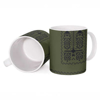 Ukraine Military Vyshyvanka Pattern Ceramic Mug Ukrainian Heritage Green Tactical Style - Wonder Print Shop