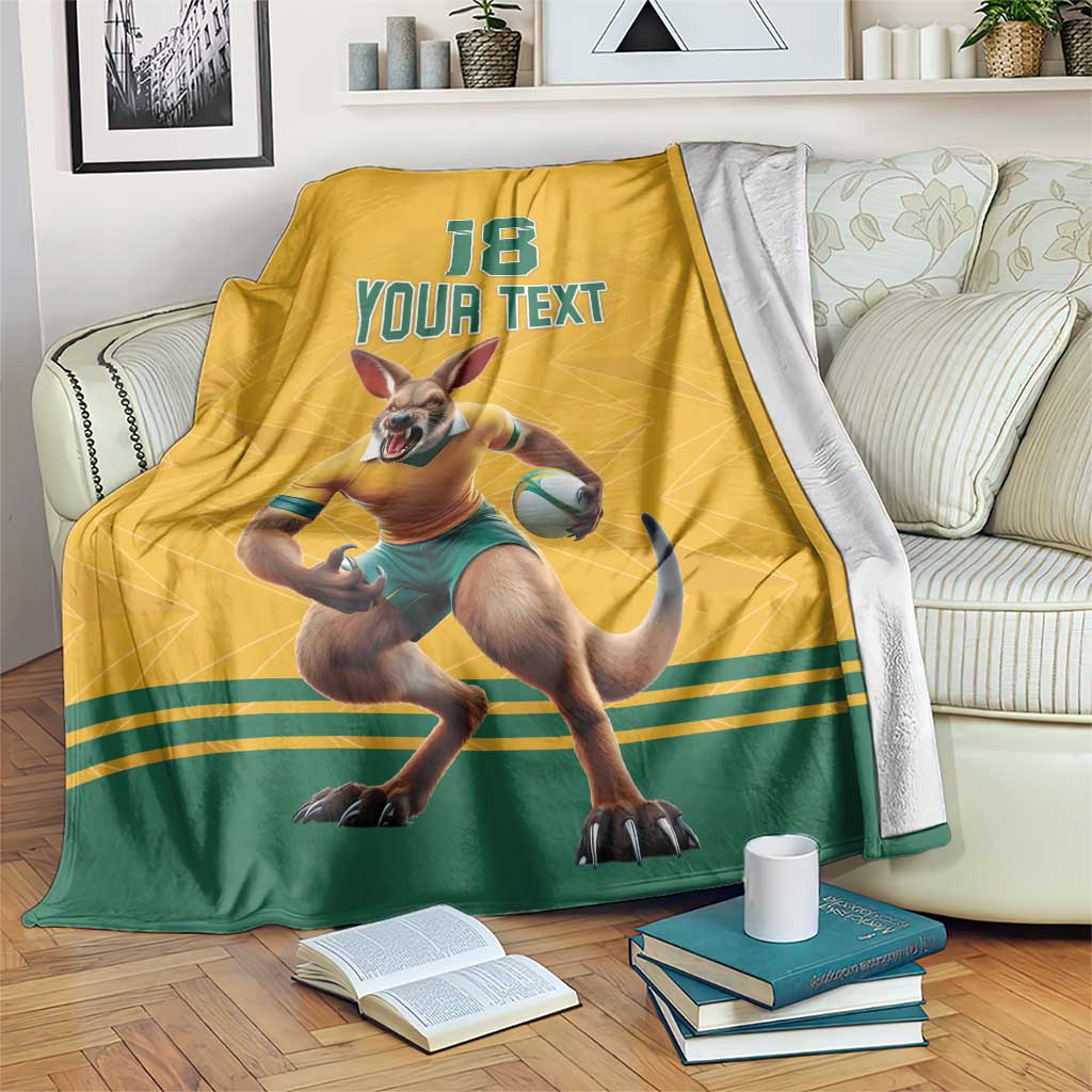Custom Australia Rugby Blanket Wallabies Mascot Sporty Style - Wonder Print Shop