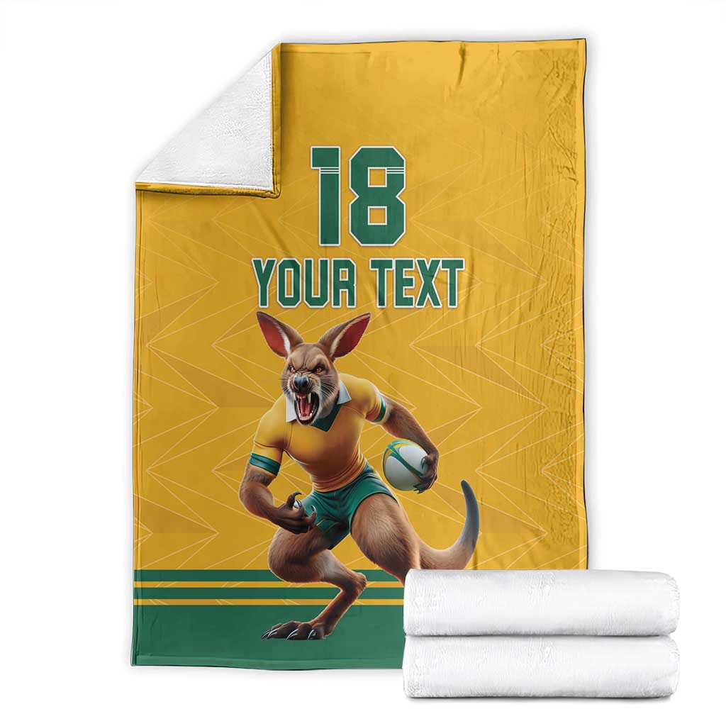 Custom Australia Rugby Blanket Wallabies Mascot Sporty Style - Wonder Print Shop
