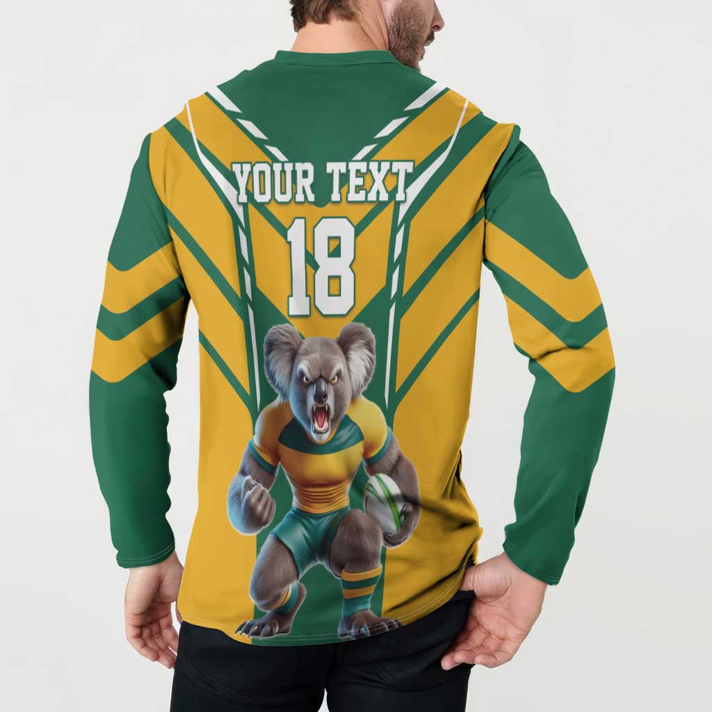 Custom Australia Rugby Button Sweatshirt Koala Mascot Sporty Style - Wonder Print Shop