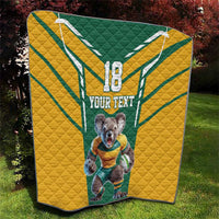 Custom Australia Rugby Quilt Koala Mascot Sporty Style - Wonder Print Shop