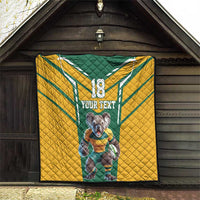 Custom Australia Rugby Quilt Koala Mascot Sporty Style - Wonder Print Shop