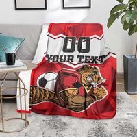 Red and white beavers mascot football blanket with '00' and 'YOUR TEXT' graphic