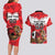 Custom Canada Football Couples Matching Long Sleeve Bodycon Dress and Hawaiian Shirt Beavers Mascot - Wonder Print Shop