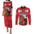 Custom Canada Football Couples Matching Puletasi and Long Sleeve Button Shirt Beavers Mascot - Wonder Print Shop