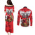 Custom Canada Football Couples Matching Puletasi and Long Sleeve Button Shirt Beavers Mascot - Wonder Print Shop