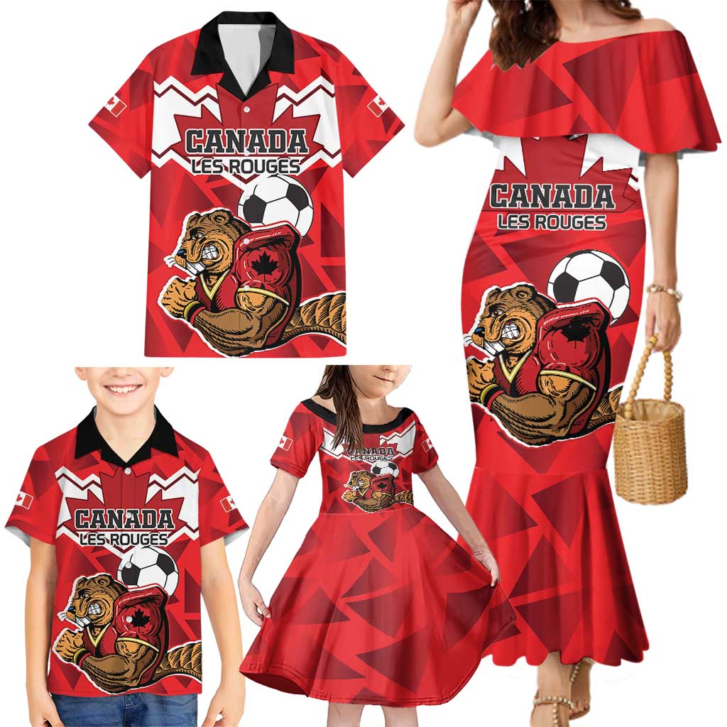 Custom Canada Football Family Matching Mermaid Dress and Hawaiian Shirt Beavers Mascot - Wonder Print Shop