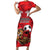 Custom Canada Football Family Matching Short Sleeve Bodycon Dress and Hawaiian Shirt Beavers Mascot - Wonder Print Shop