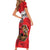 Custom Canada Football Family Matching Short Sleeve Bodycon Dress and Hawaiian Shirt Beavers Mascot - Wonder Print Shop