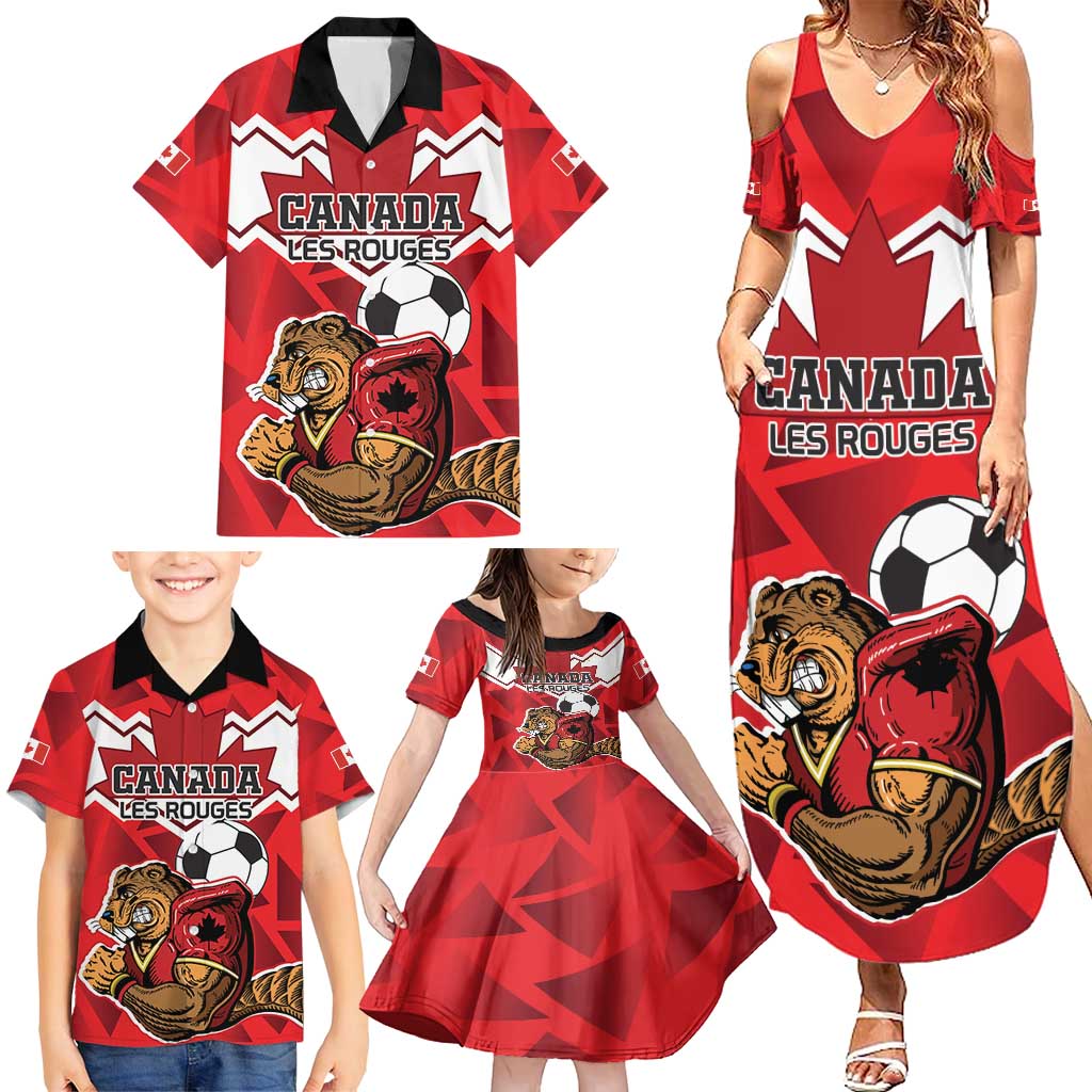 Custom Canada Football Family Matching Summer Maxi Dress and Hawaiian Shirt Beavers Mascot - Wonder Print Shop