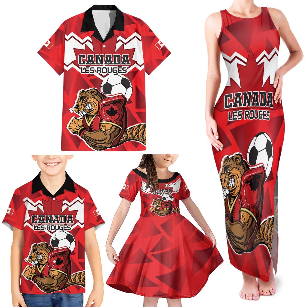 Custom Canada Football Family Matching Tank Maxi Dress and Hawaiian Shirt Beavers Mascot - Wonder Print Shop