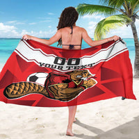 Red and white beavers mascot sarong with 'YOUR TEXT' graphic