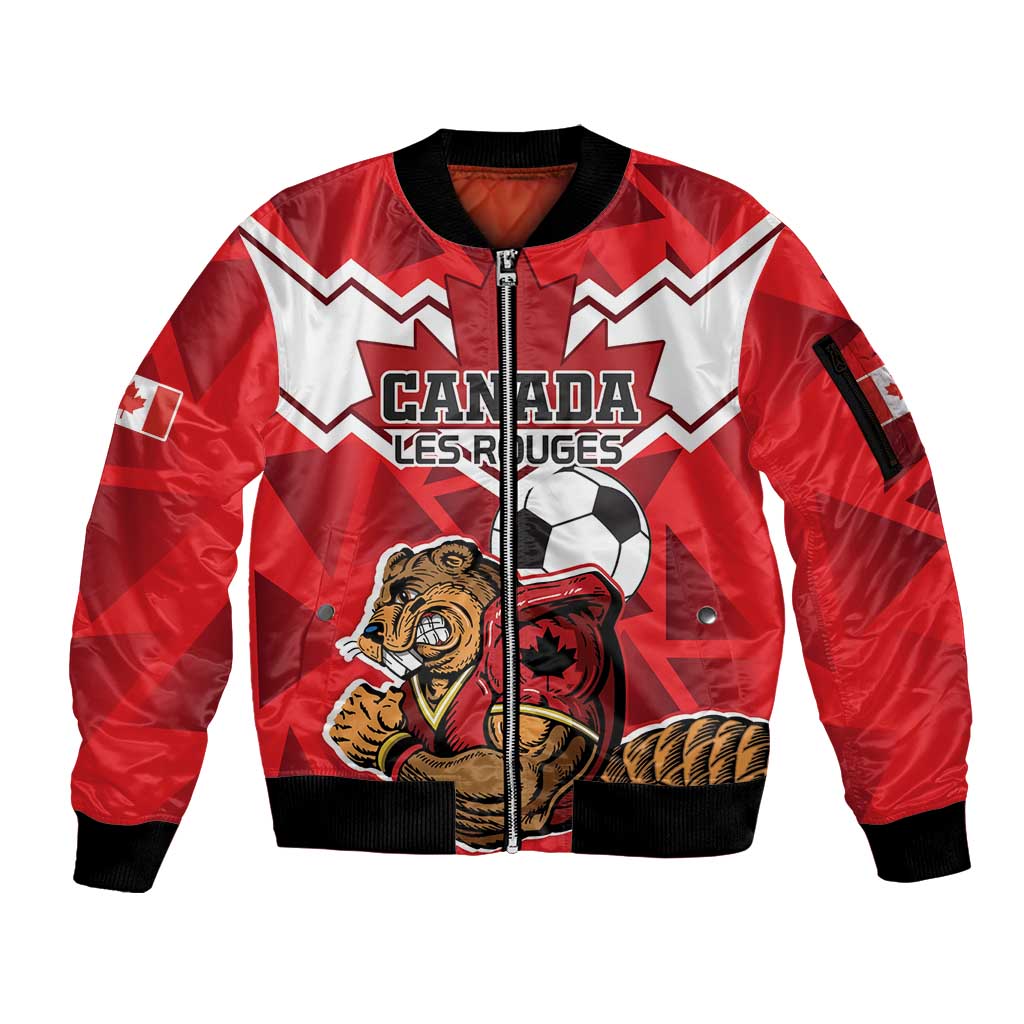 Custom Canada Football Sleeve Zip Bomber Jacket Beavers Mascot