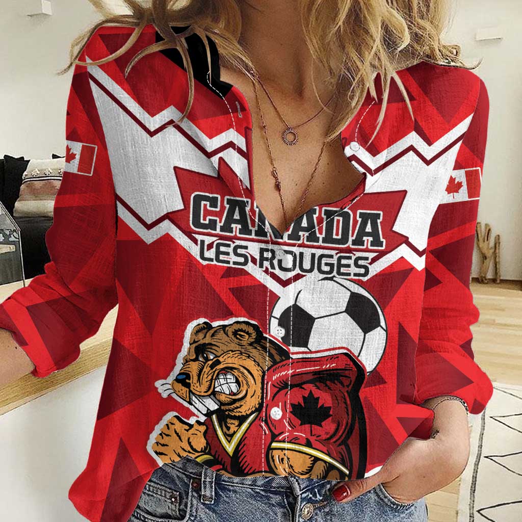 Custom Canada Football Women Casual Shirt Beavers Mascot