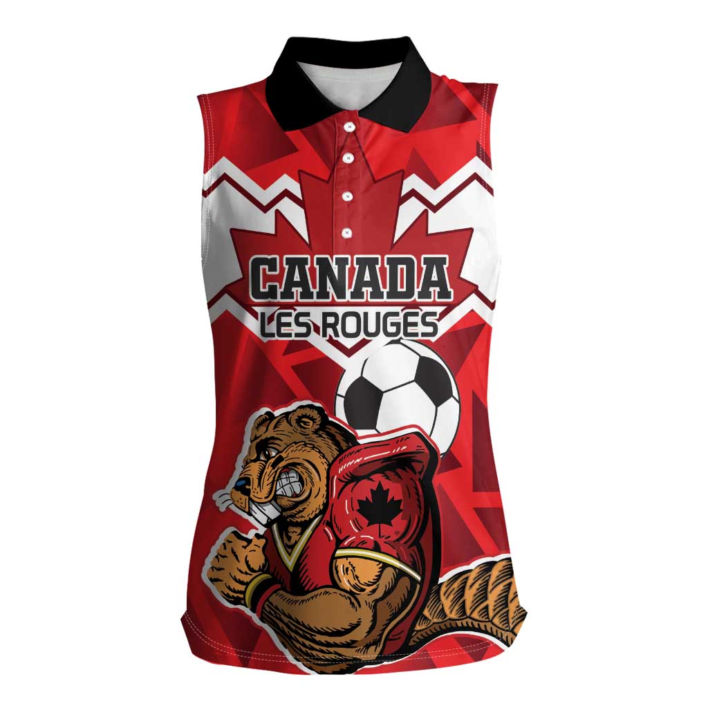 Custom Canada Football Women Sleeveless Polo Shirt Beavers Mascot - Wonder Print Shop