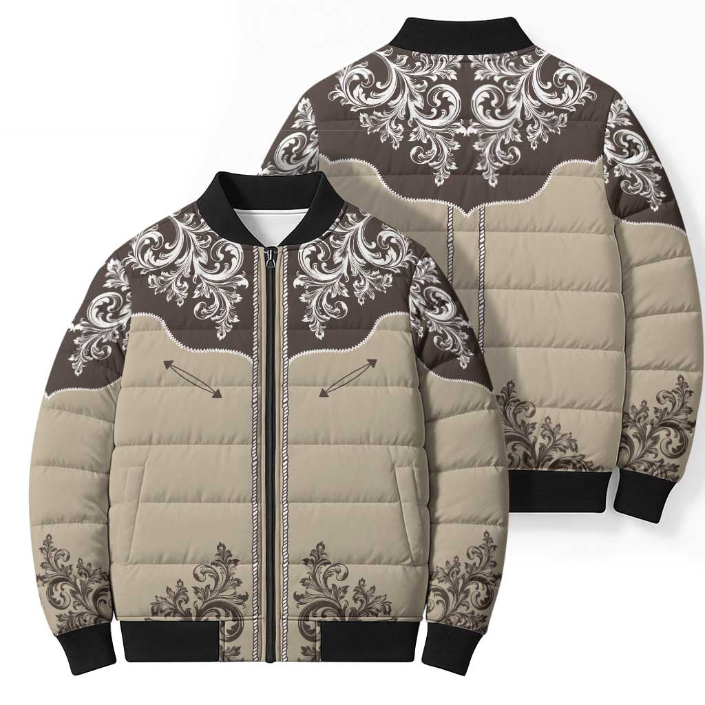 Vintage Western Cowboy Bomber Puffer Jacket Brown Version - Wonder Print Shop
