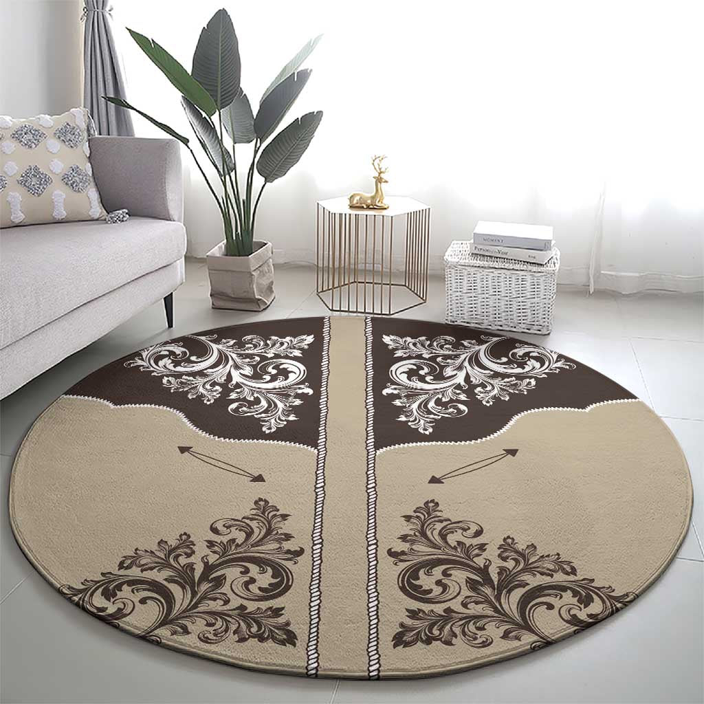 Vintage Western Cowboy Round Carpet Brown Version - Wonder Print Shop