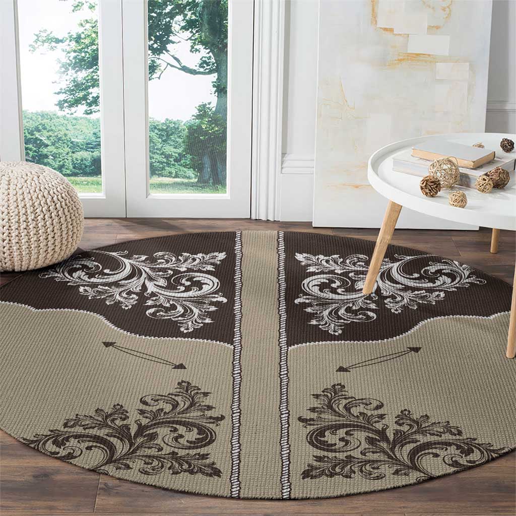 Vintage Western Cowboy Round Carpet Brown Version - Wonder Print Shop