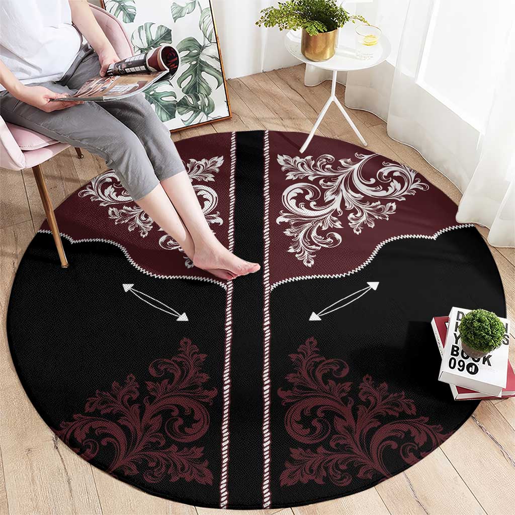 Vintage Western Cowboy Round Carpet Black Version - Wonder Print Shop