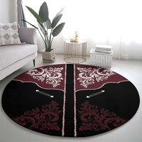 Vintage Western Cowboy Round Carpet Black Version - Wonder Print Shop