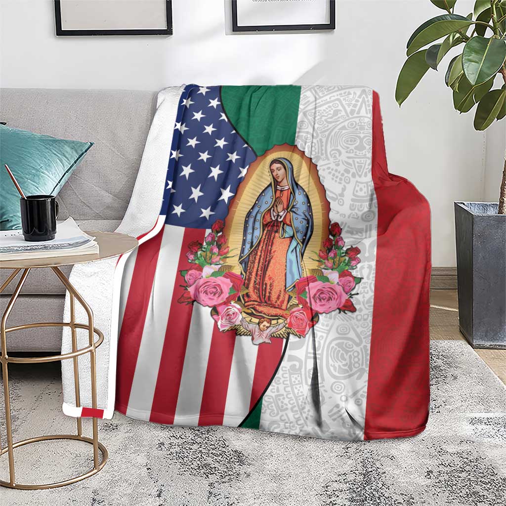 Guadalupe Virgin Mary Blanket Mexican American Flag - Wonder Print Shop