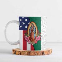 Guadalupe Virgin Mary Ceramic Mug Mexican American Flag - Wonder Print Shop